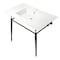 Fauceture KVPB372271MB 37-Inch Console Sink with Brass Legs (Single Faucet Hole), White/Matte Black KVPB372271MB - alternate 1